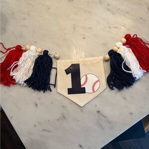 Baseball Themed First Birthday Banner